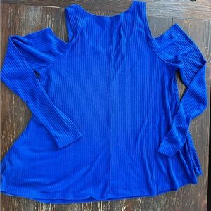 Blue Cold Shoulder Top